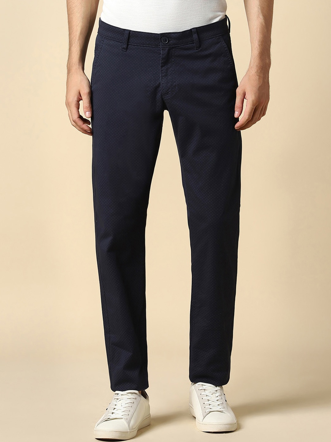 

Allen Solly Men Slim Fit Mid-Rise Trouser, Navy blue