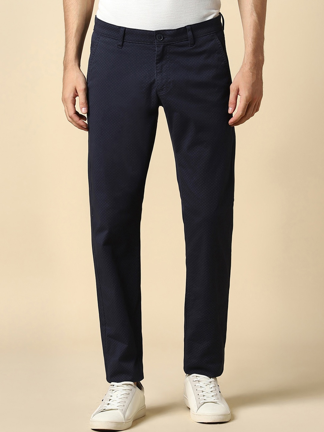 

Allen Solly Men Slim Fit Mid-Rise Trouser, Navy blue