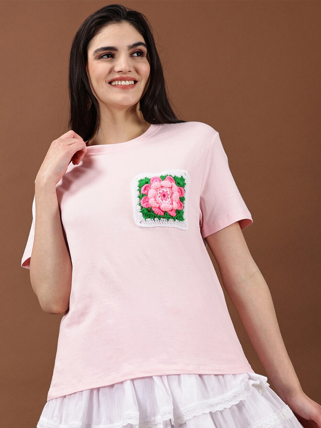 

KAPASRITI Pocket Detailed Cotton T-Shirt, Pink