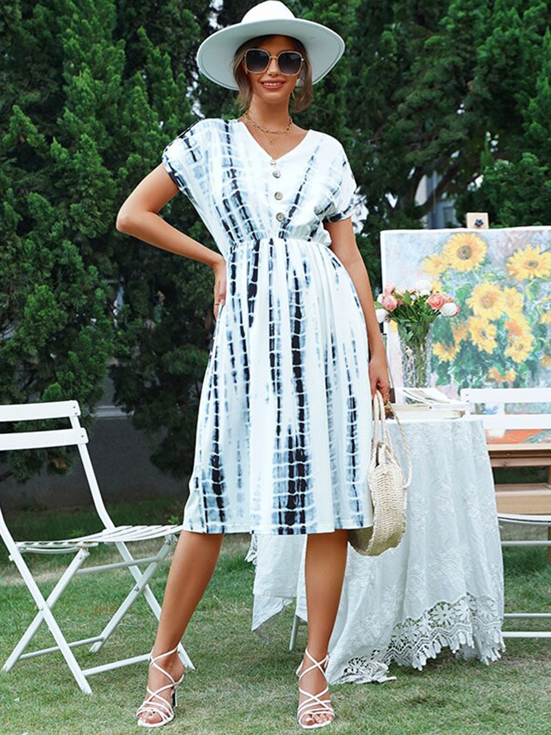 

StyleCast White Tie and Dye A-Line Dress