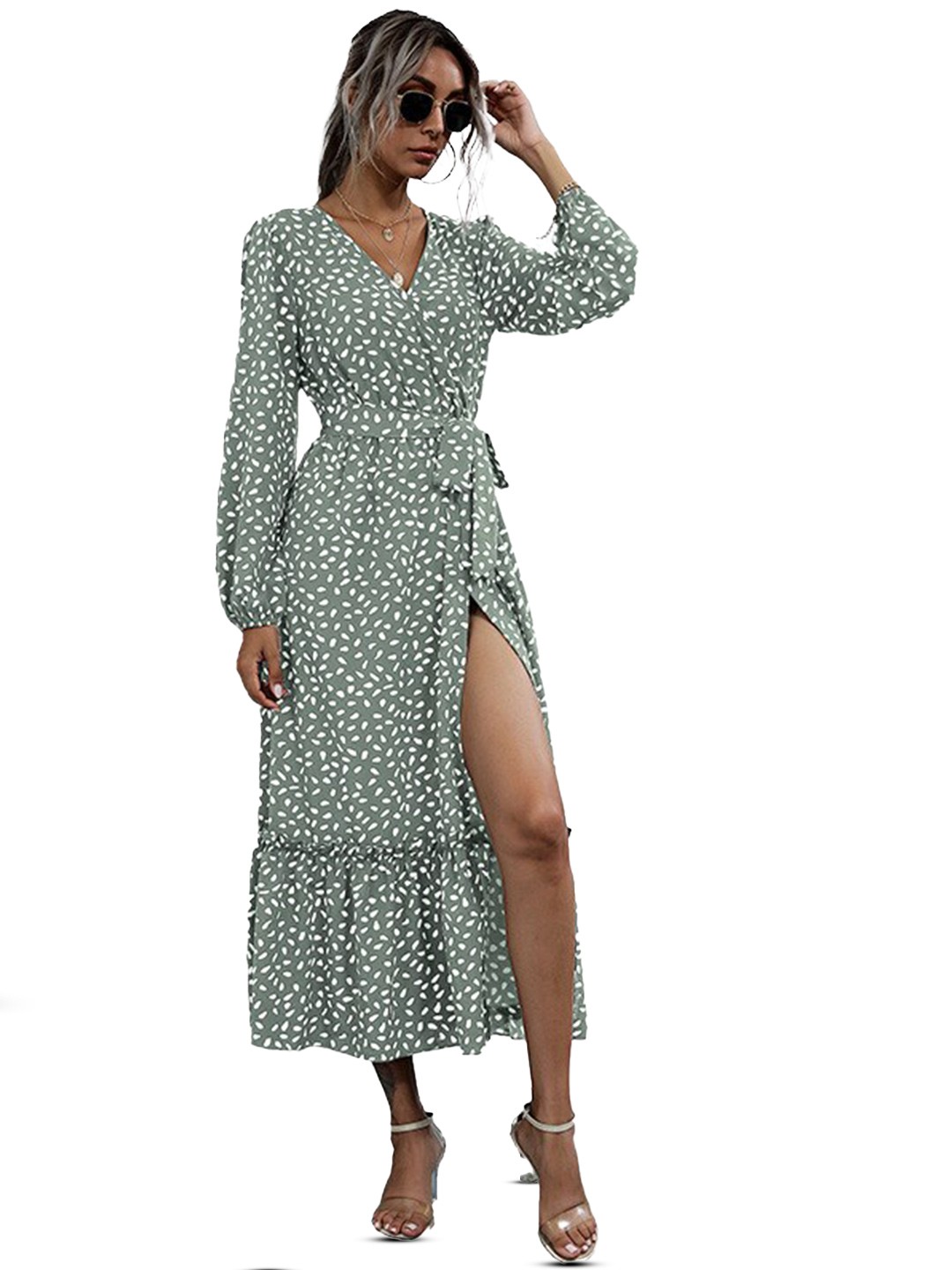 

StyleCast Animal Print Chiffon Fit & Flare Midi Dress, Green