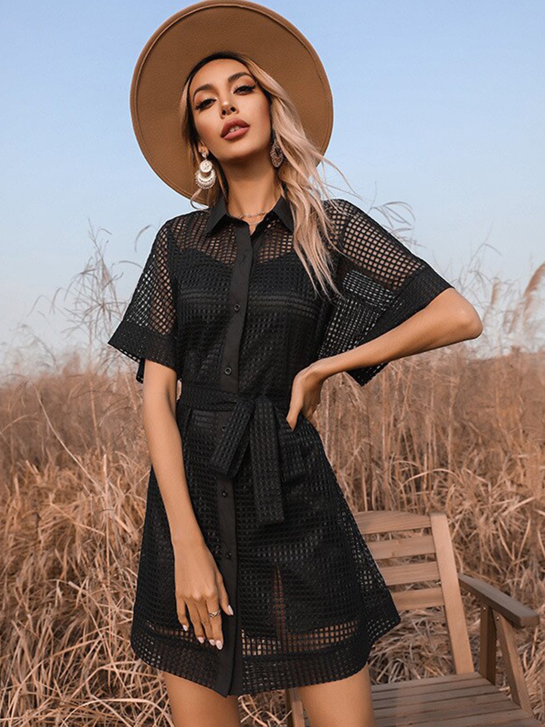 

StyleCast Shirt Collar Shirt Dress, Black