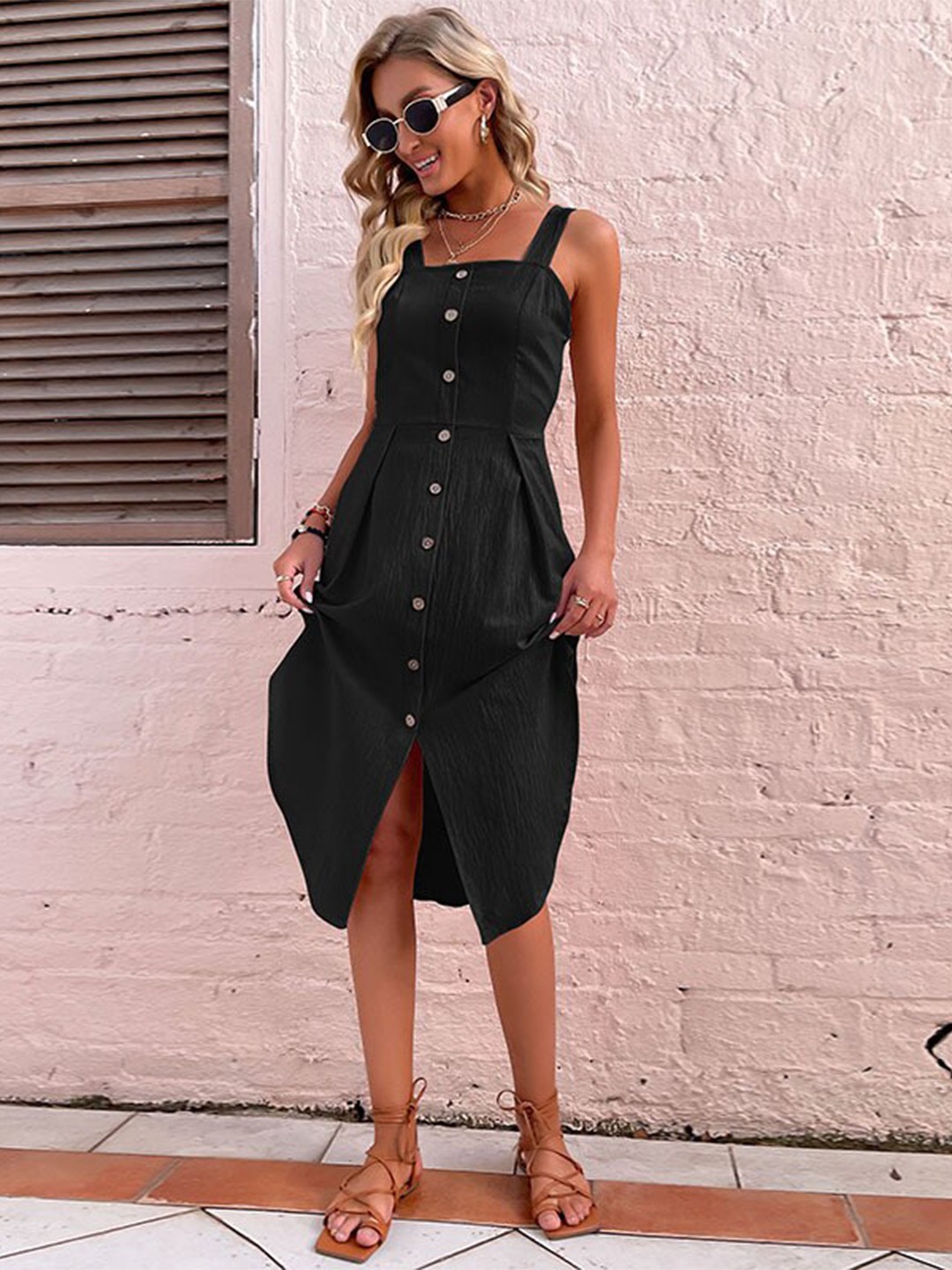 

StyleCast Black Shoulder Straps A-Line Dress