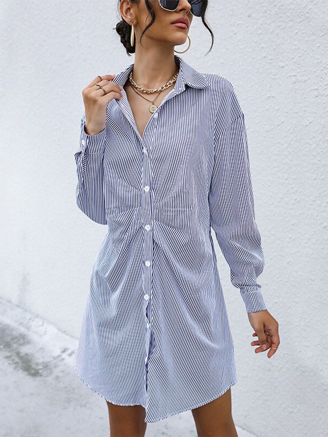 

StyleCast Striped Shirt Dress, Blue