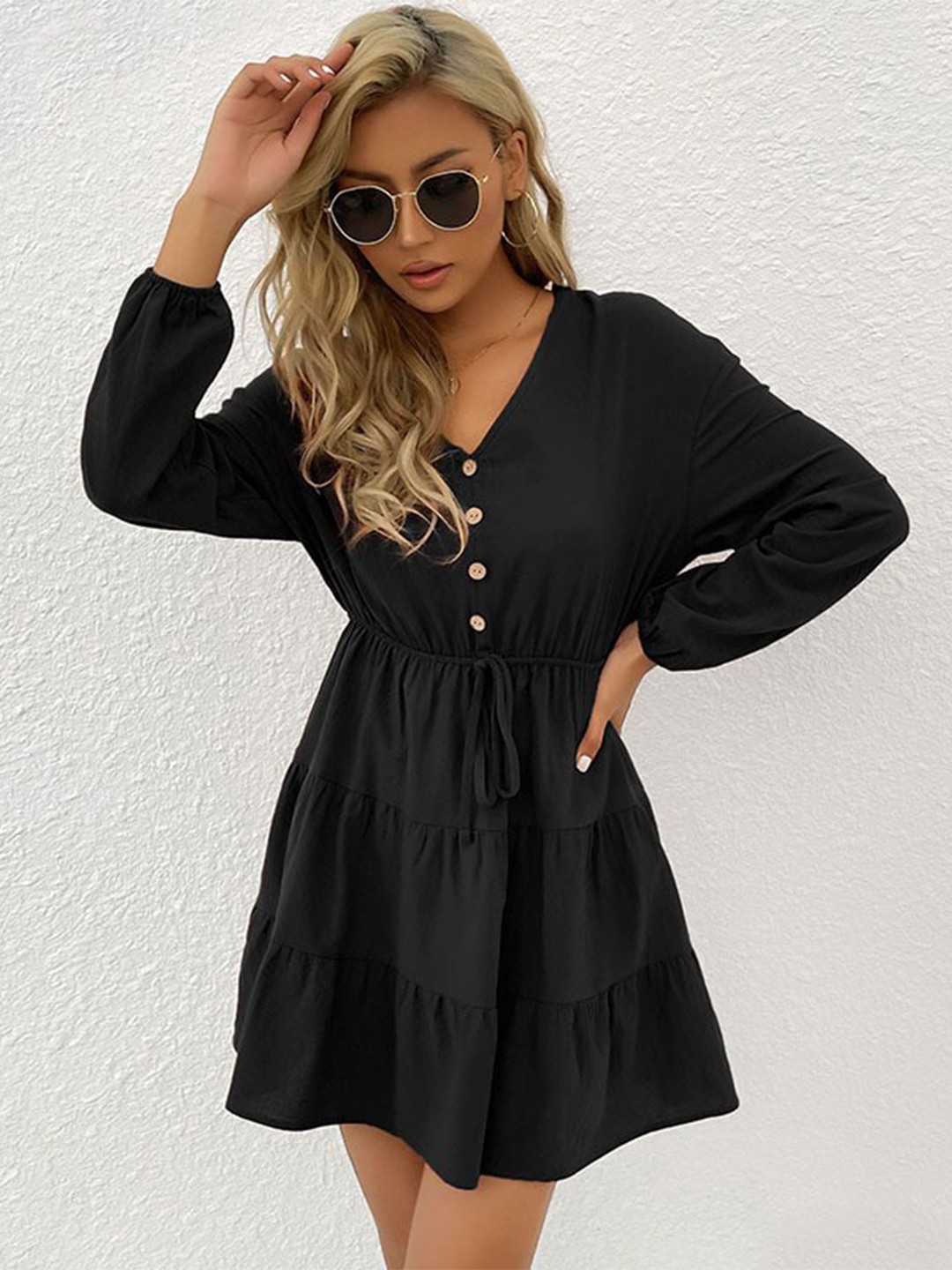 

StyleCast V Neck Fit & Flare Dress, Black