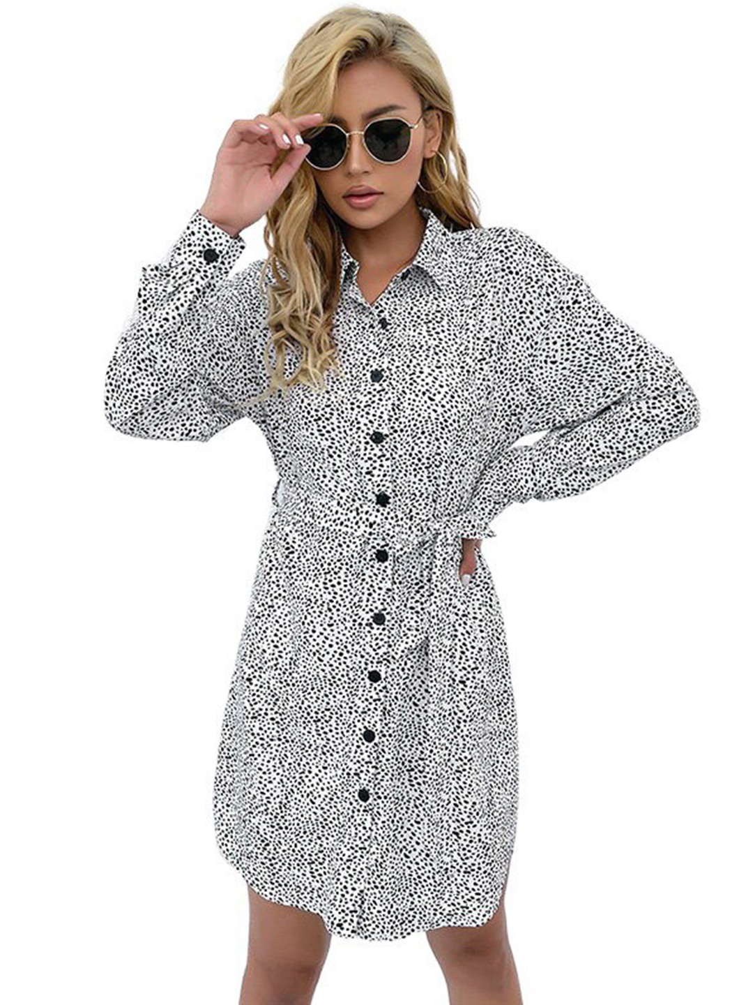 

StyleCast White Print Shirt Midi Dress