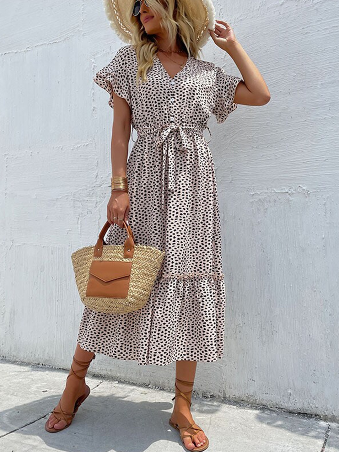 

StyleCast Pink Animal Print A-Line Midi Dress