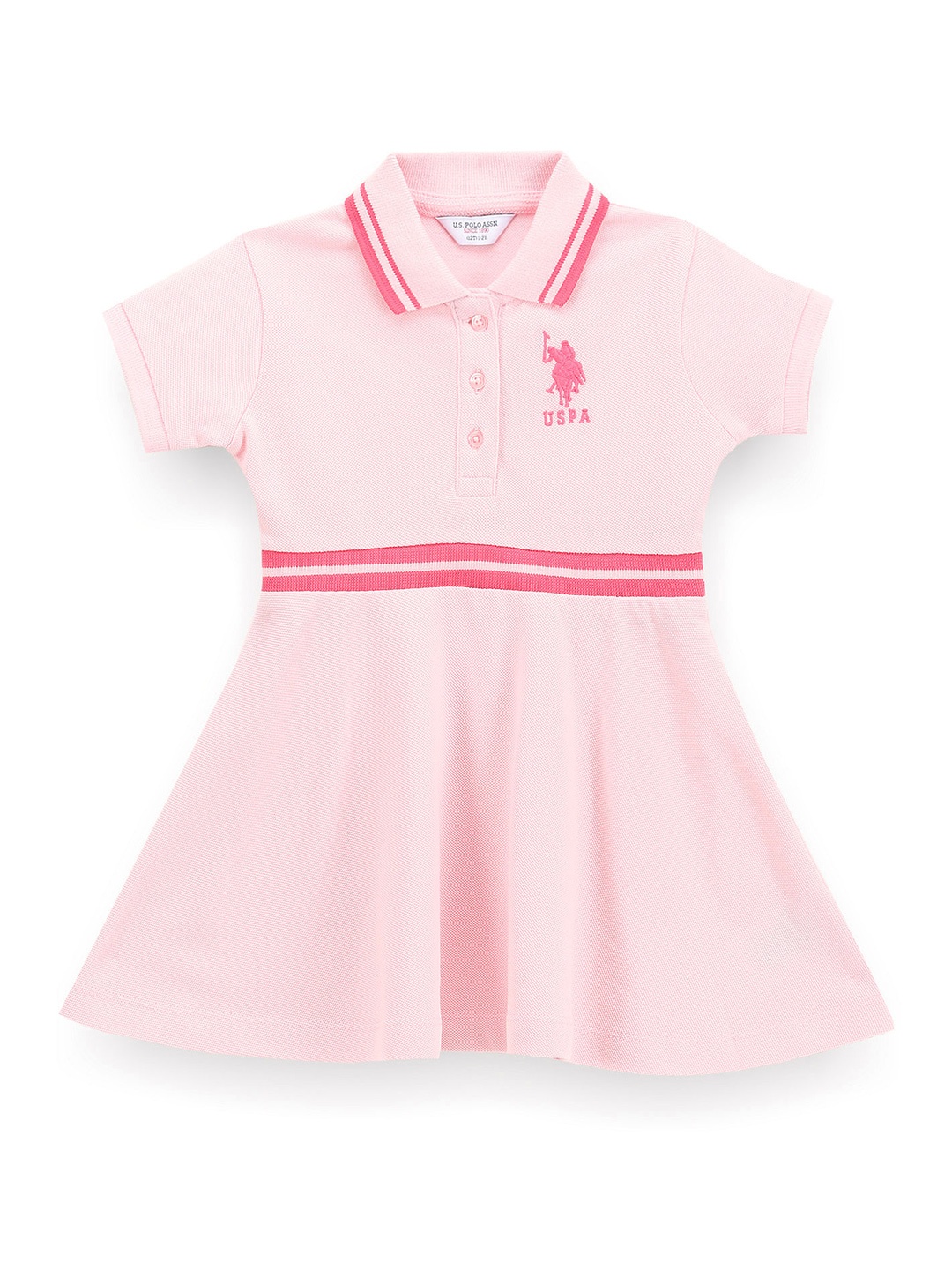 

U.S. Polo Assn. Kids Girls Pique Cotton Skater T-shirt Dress, Pink