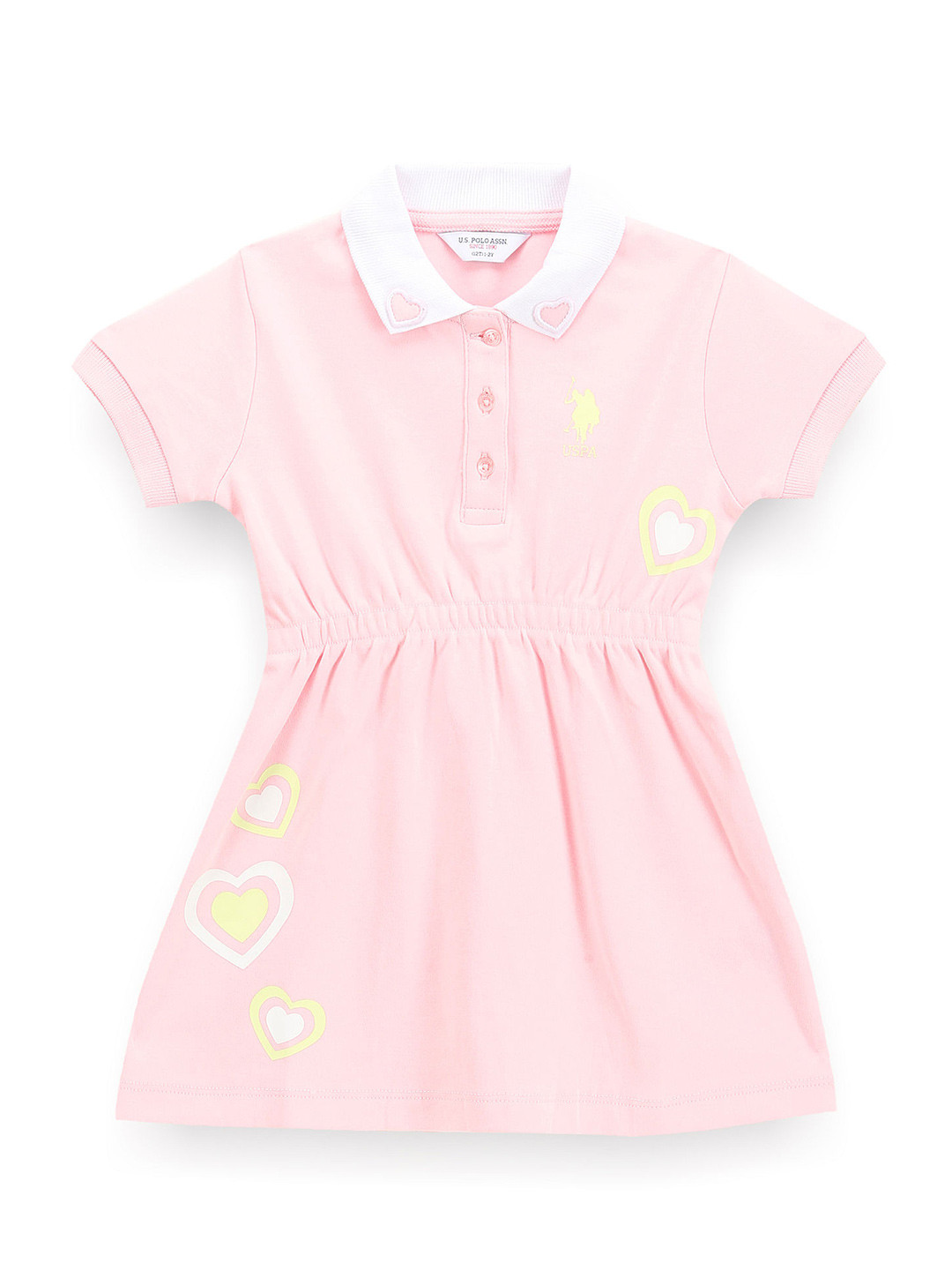 

U.S. Polo Assn. Kids Girls Elasticized Waist Cotton T-shirt Dress, Pink