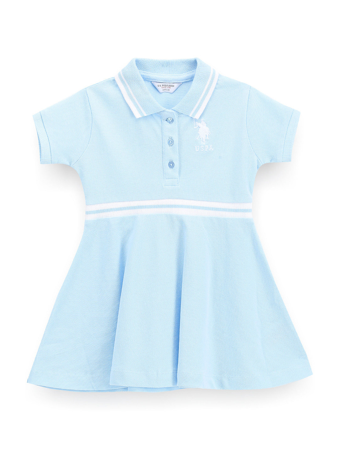 

U.S. Polo Assn. Kids Girls Shirt Collar Cotton A-Line Dress, Blue