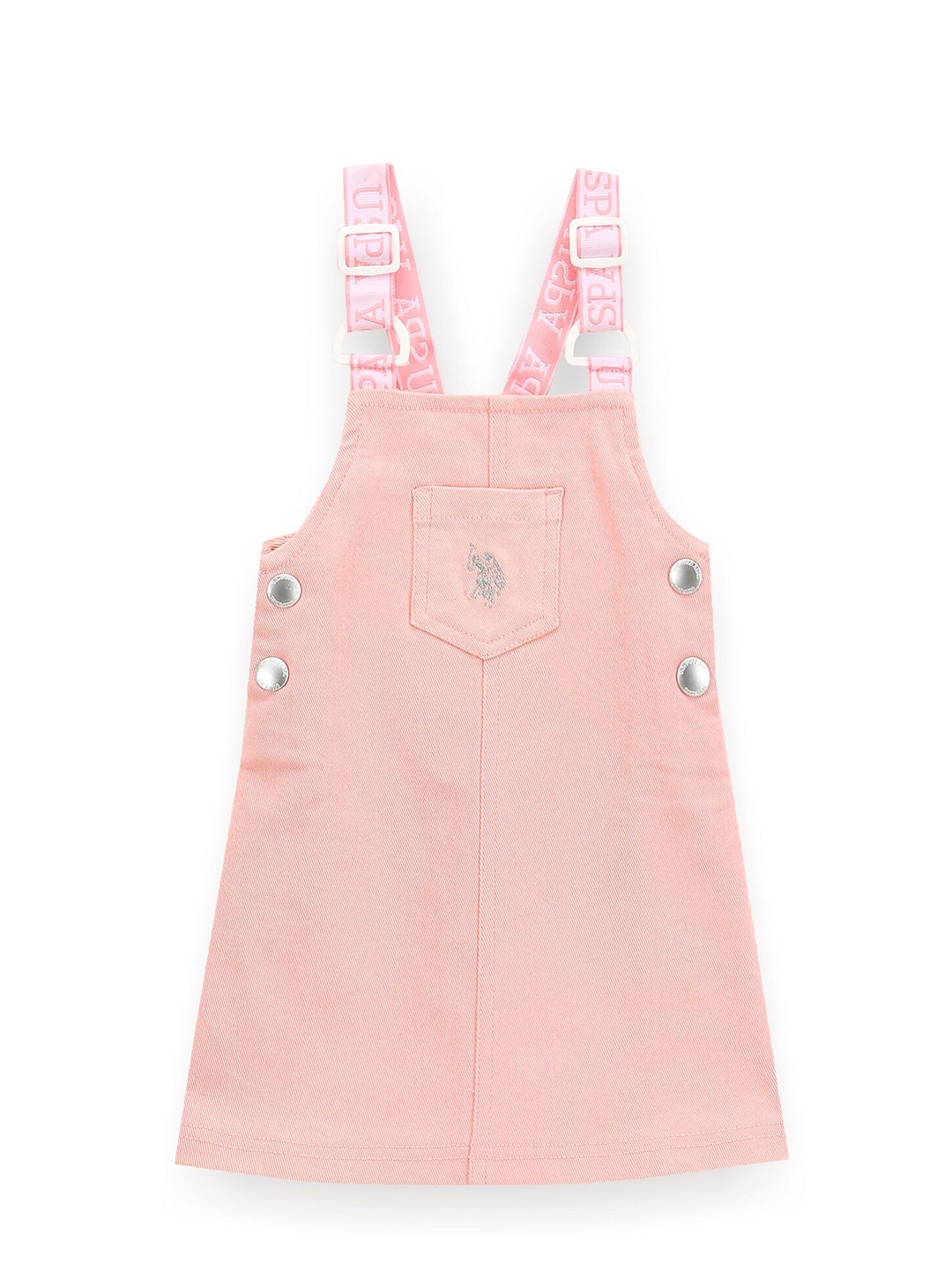 

U.S. Polo Assn. Kids Girls Cotton Pinafore Dress, Pink