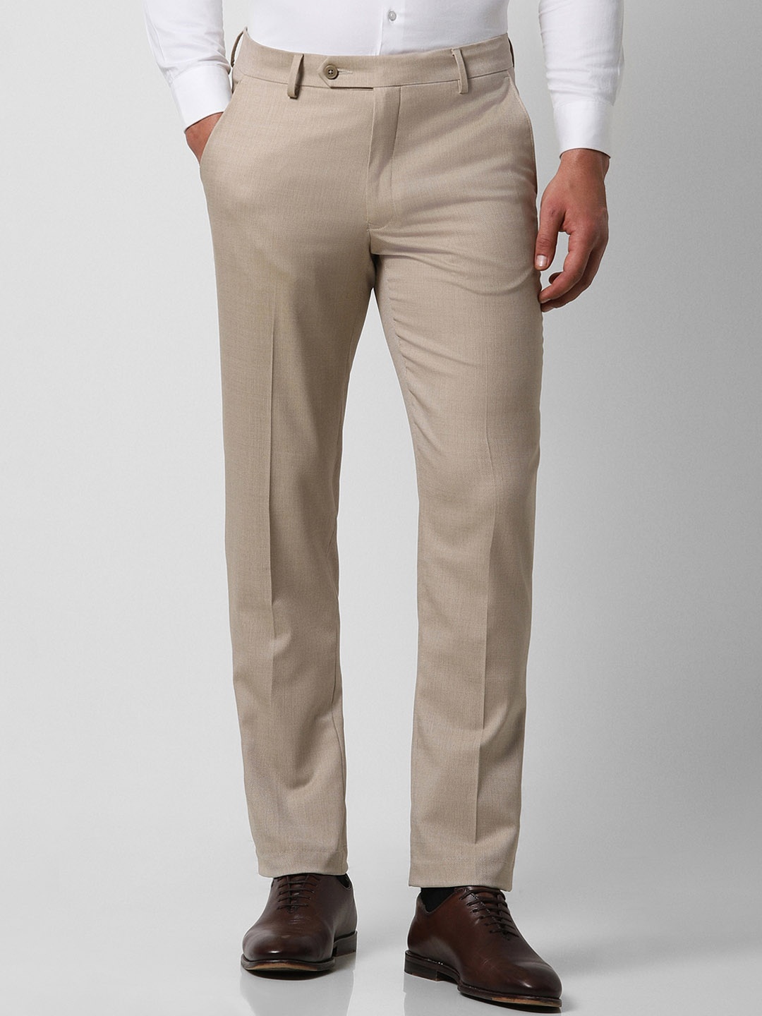 

Van Heusen Men Slim Fit Formal Trousers, Beige