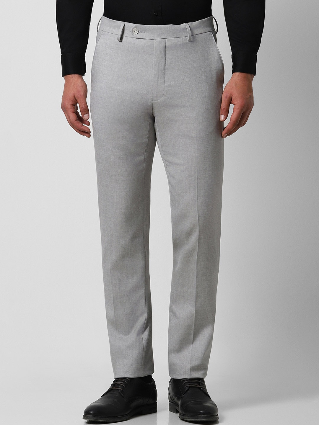 

Van Heusen Men Textured Slim Fit Formal Trousers, Grey