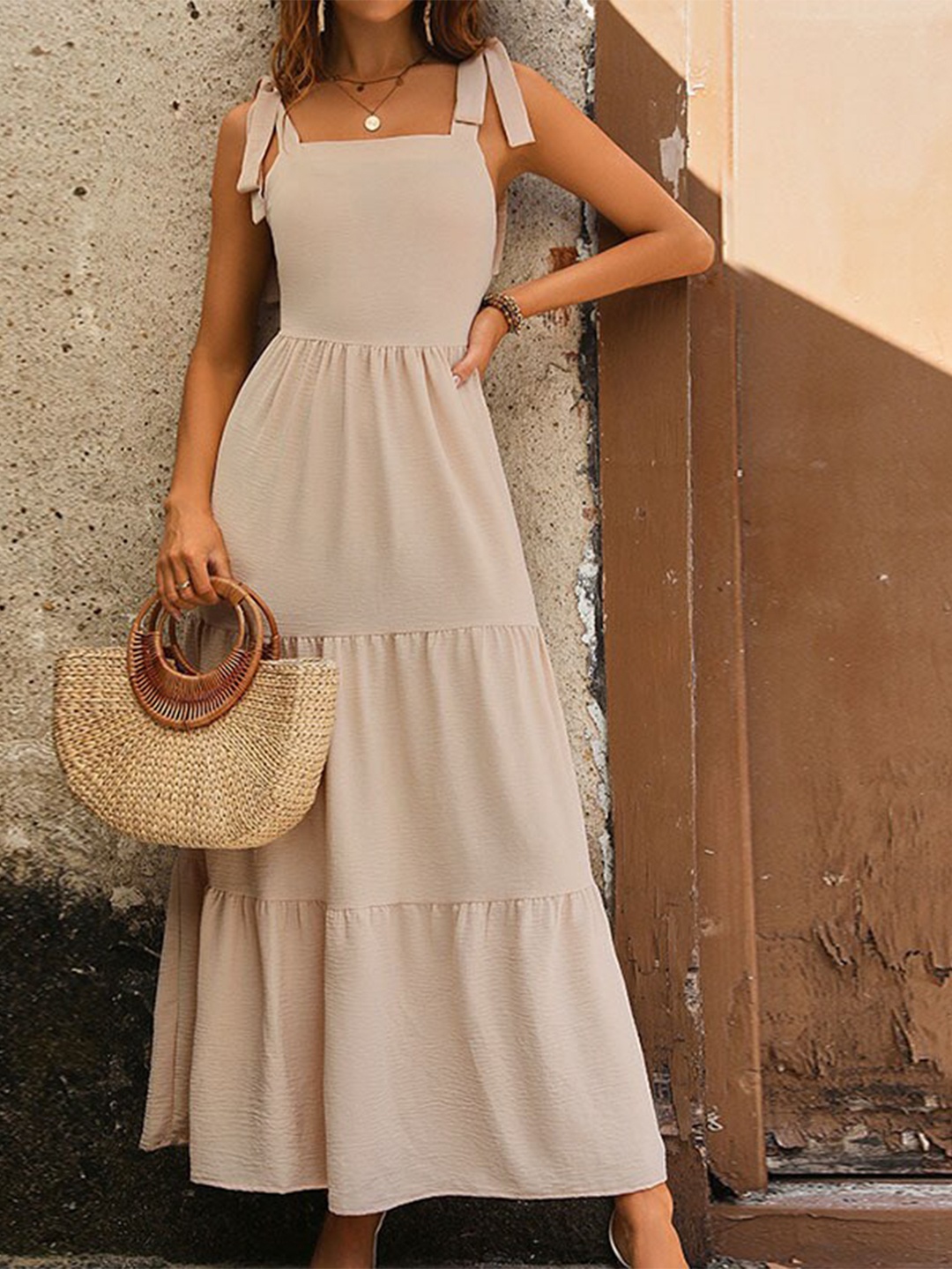 

StyleCast Peach Shoulder Straps Maxi Dress