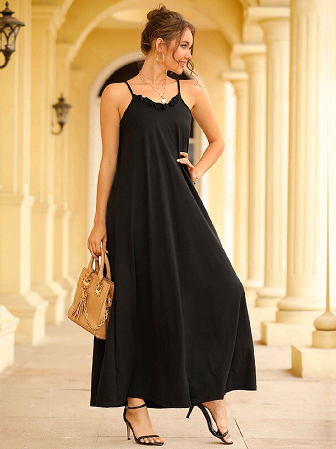 

StyleCast Black Shoulder Straps Maxi Dress