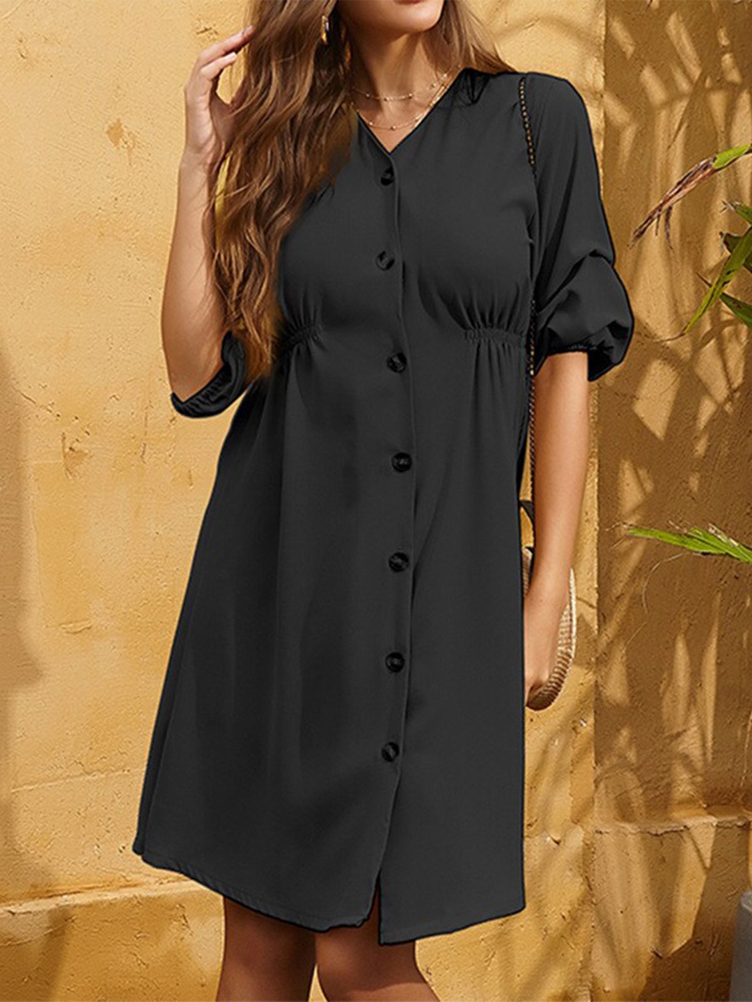 

StyleCast Black V-Neck A-Line Dress