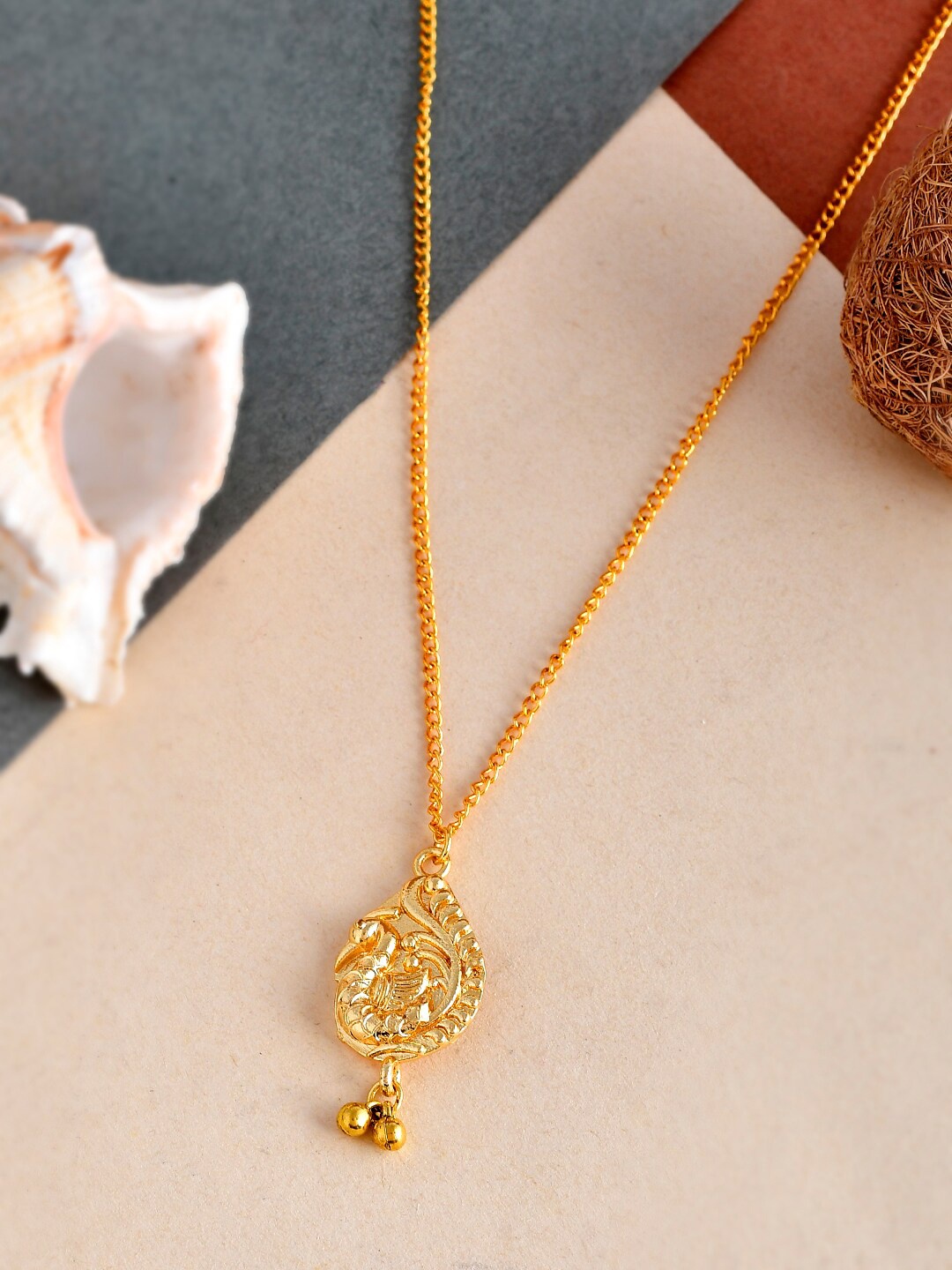 

Silvermerc Designs Gold-Plated Oval Pendants with Chains