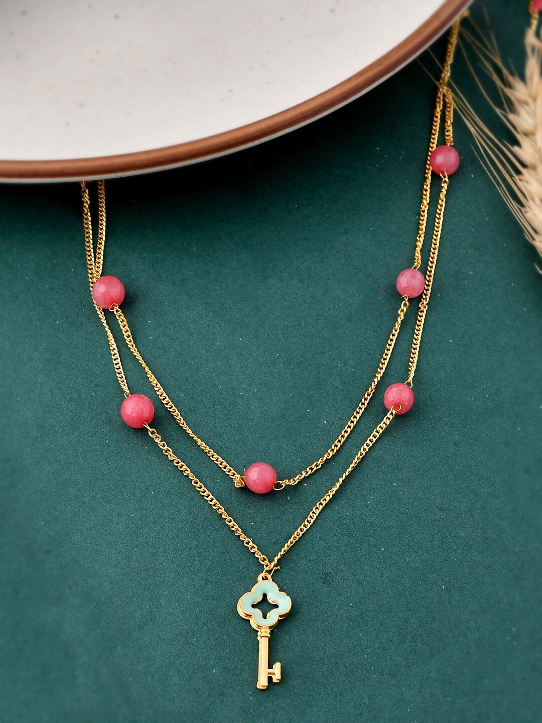 

Silvermerc Designs Gold-Plated Bedded Necklace, Red