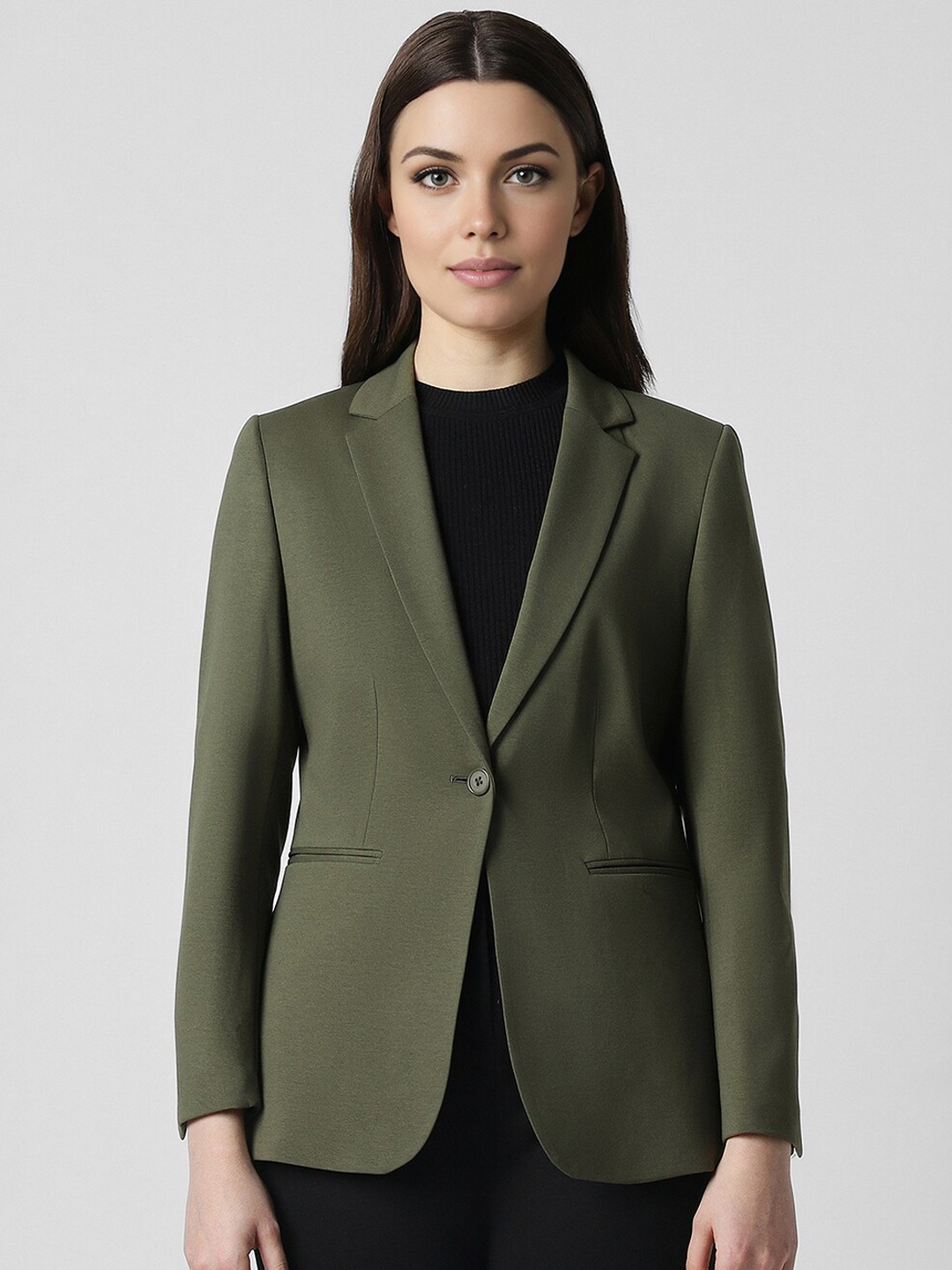 

Van Heusen Woman Single Breasted Notched Lapel Blazer, Green