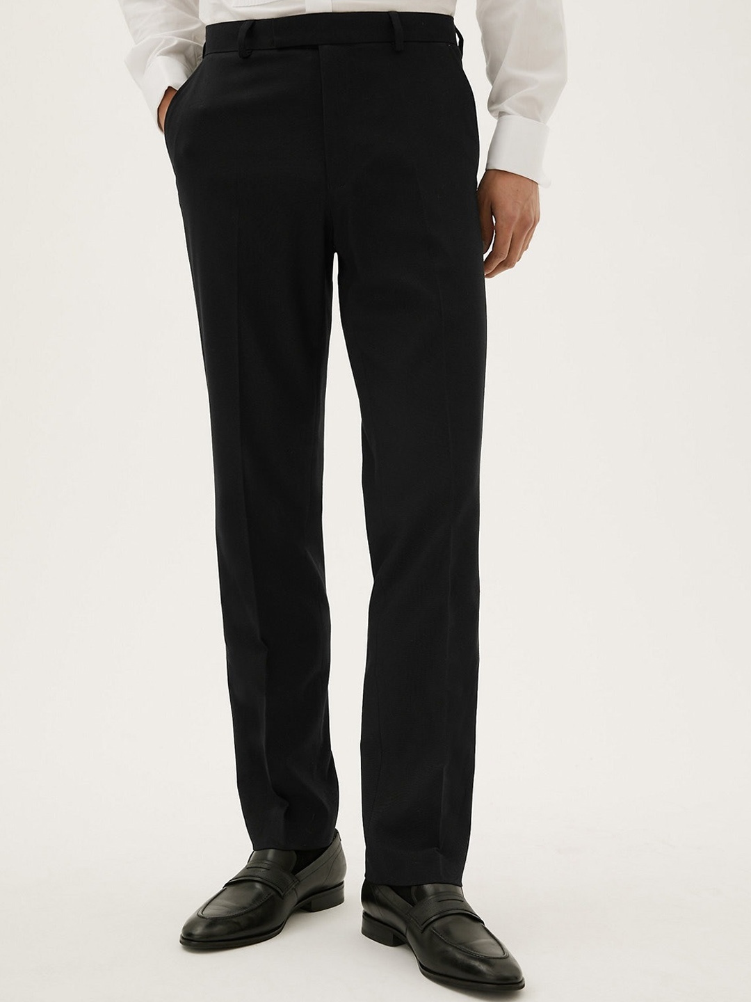 

Marks & Spencer Men Mid-Rise Formal Trousers, Black