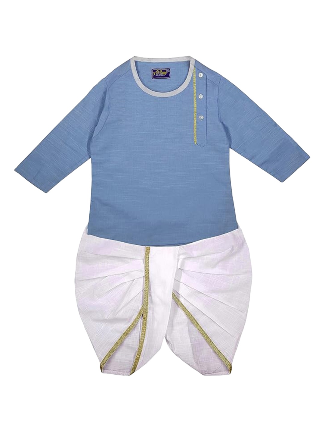 

BAESD Infant Boys Pure Cotton Straight Kurta with Dhoti Pants, Blue