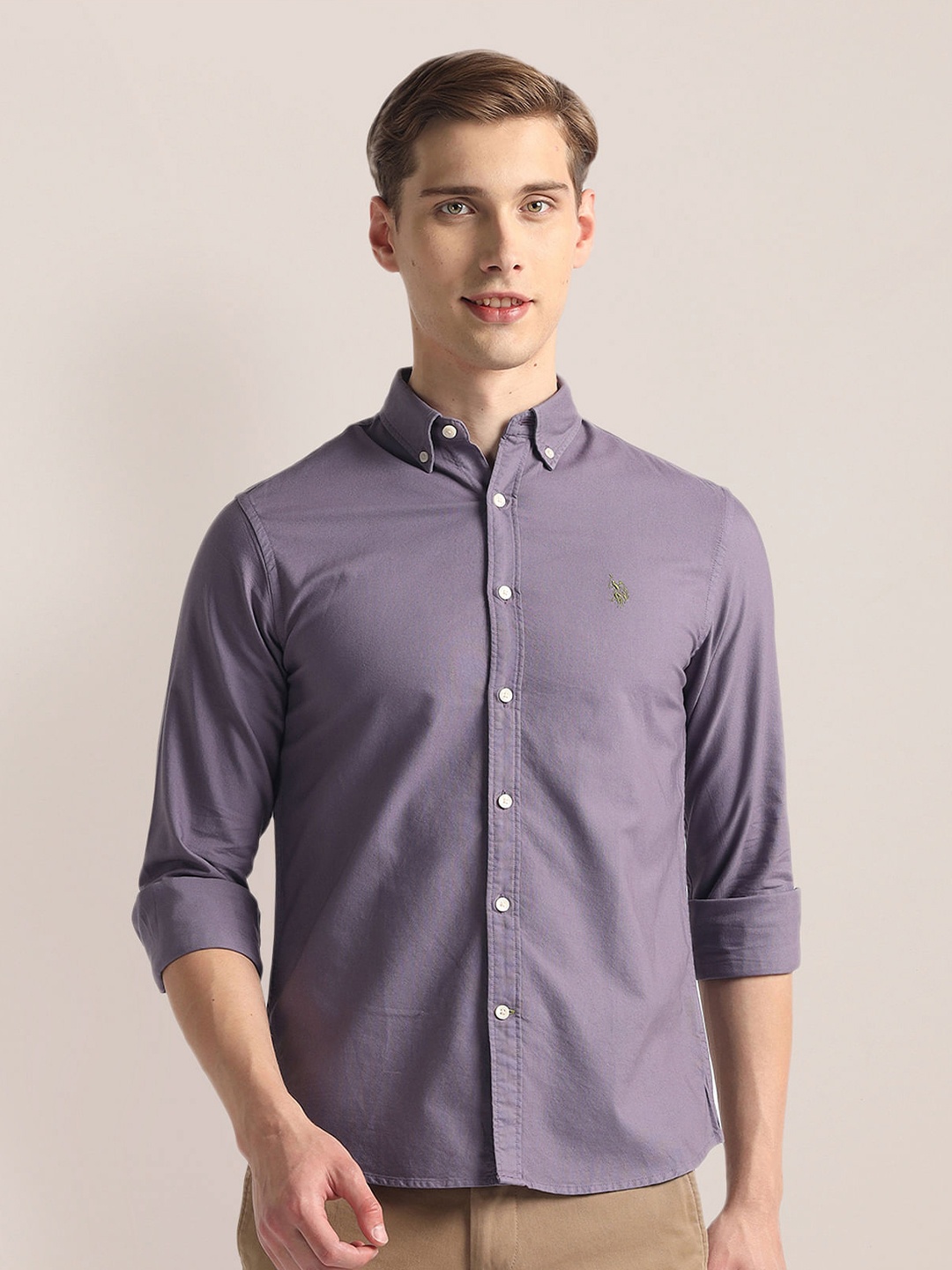 

U.S. Polo Assn. Button-Down Collar Collar Dobby Casual Shirt, Purple