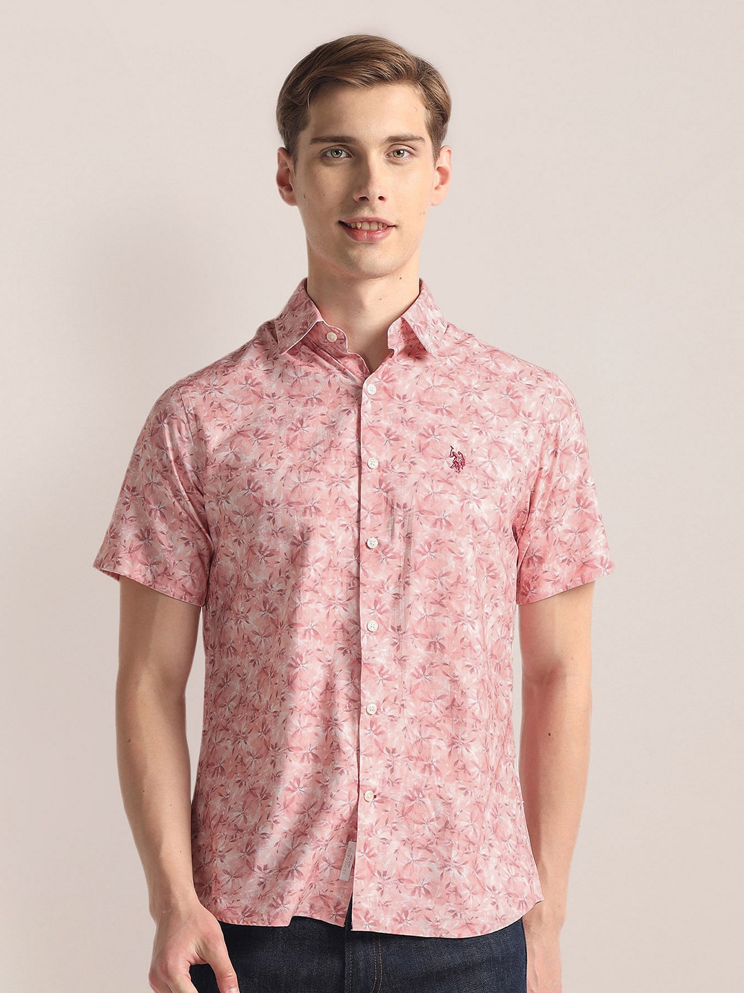 

U.S. Polo Assn. Floral Printed Twill Casual Shirt, Pink