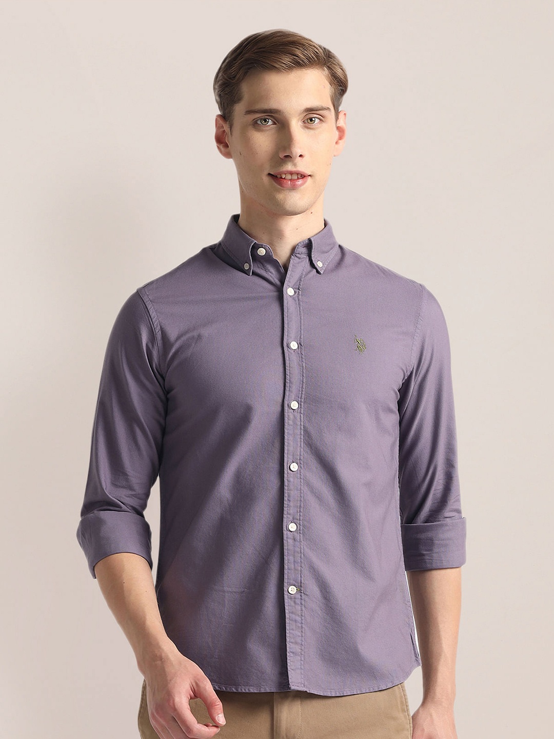 

U.S. Polo Assn. Button-Down Collar Dobby Casual Shirt, Purple