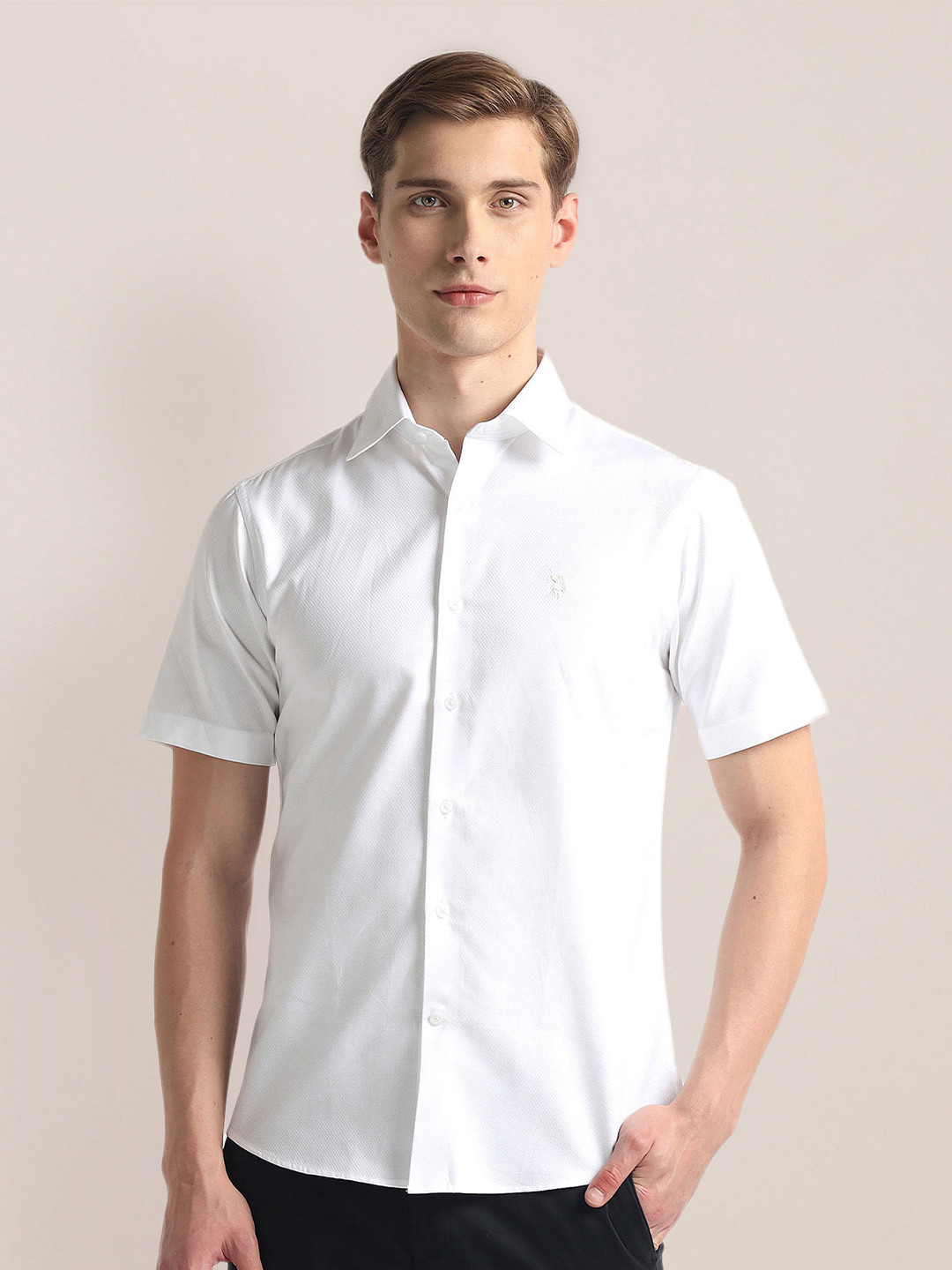 

U.S. Polo Assn. Textured Spread Collar Dobby Casual Shirt, White