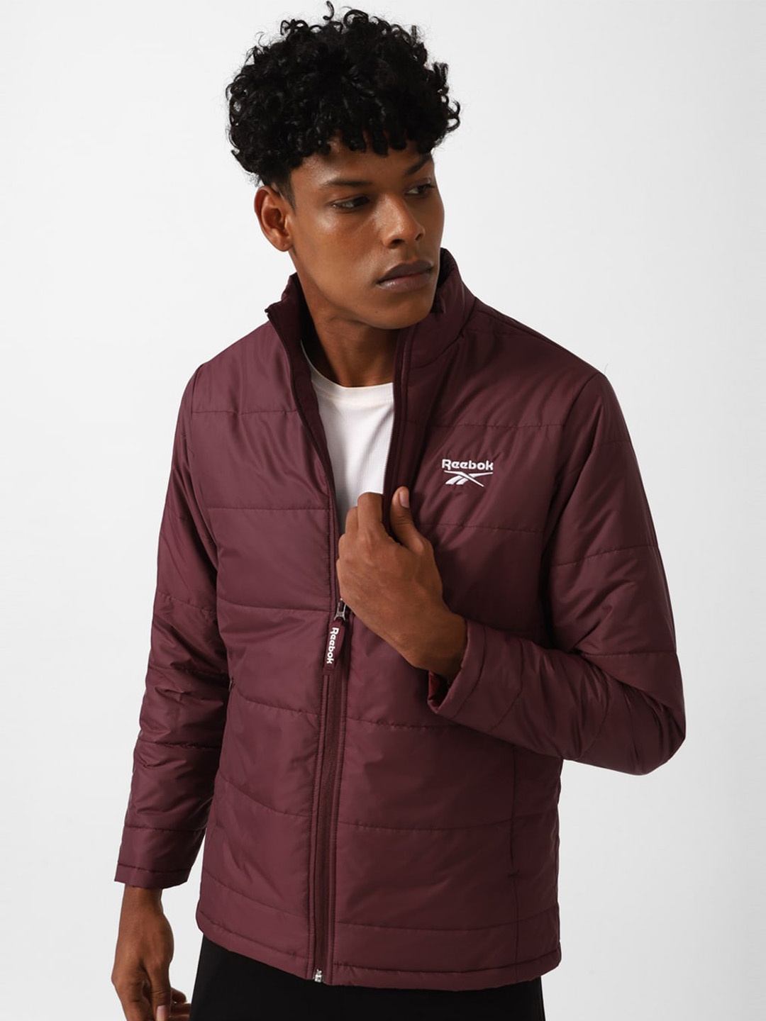 

Reebok Mock-Collar Zip-Up Gusto Sporty Jacket, Maroon