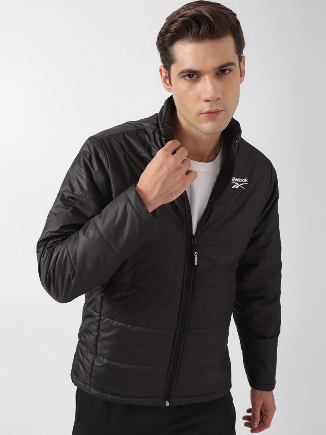 

Reebok Mock-Collar Zip-Up Gusto Sporty Jacket, Black