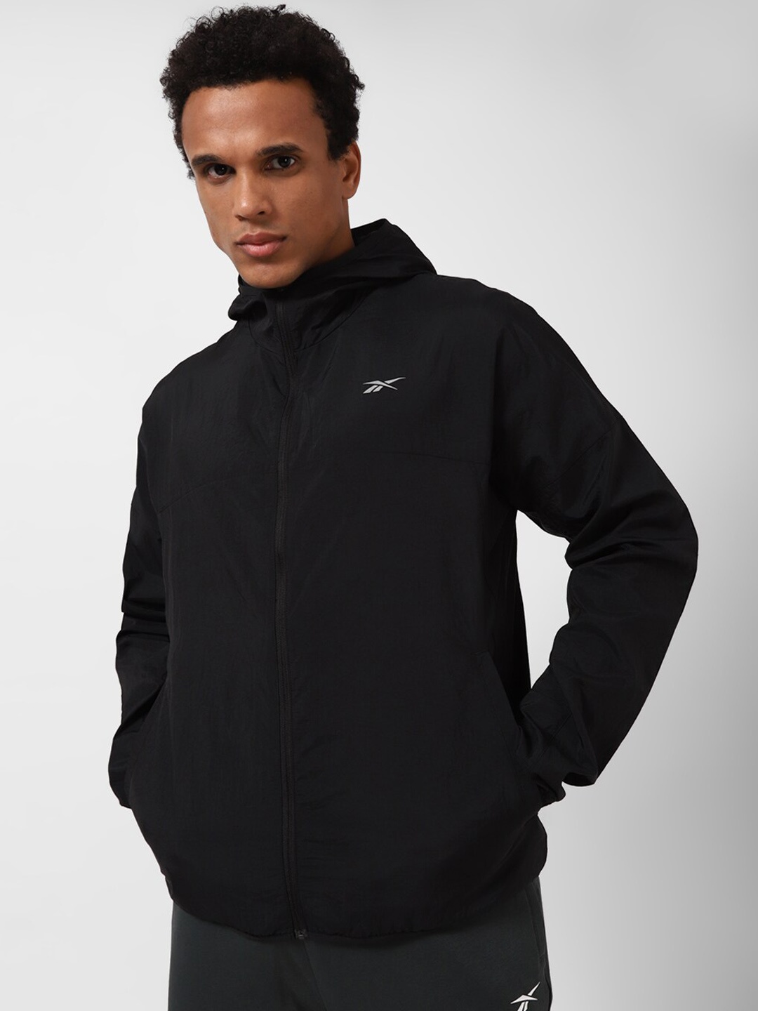 

Reebok Hooded Running Sporty Jacket, Black