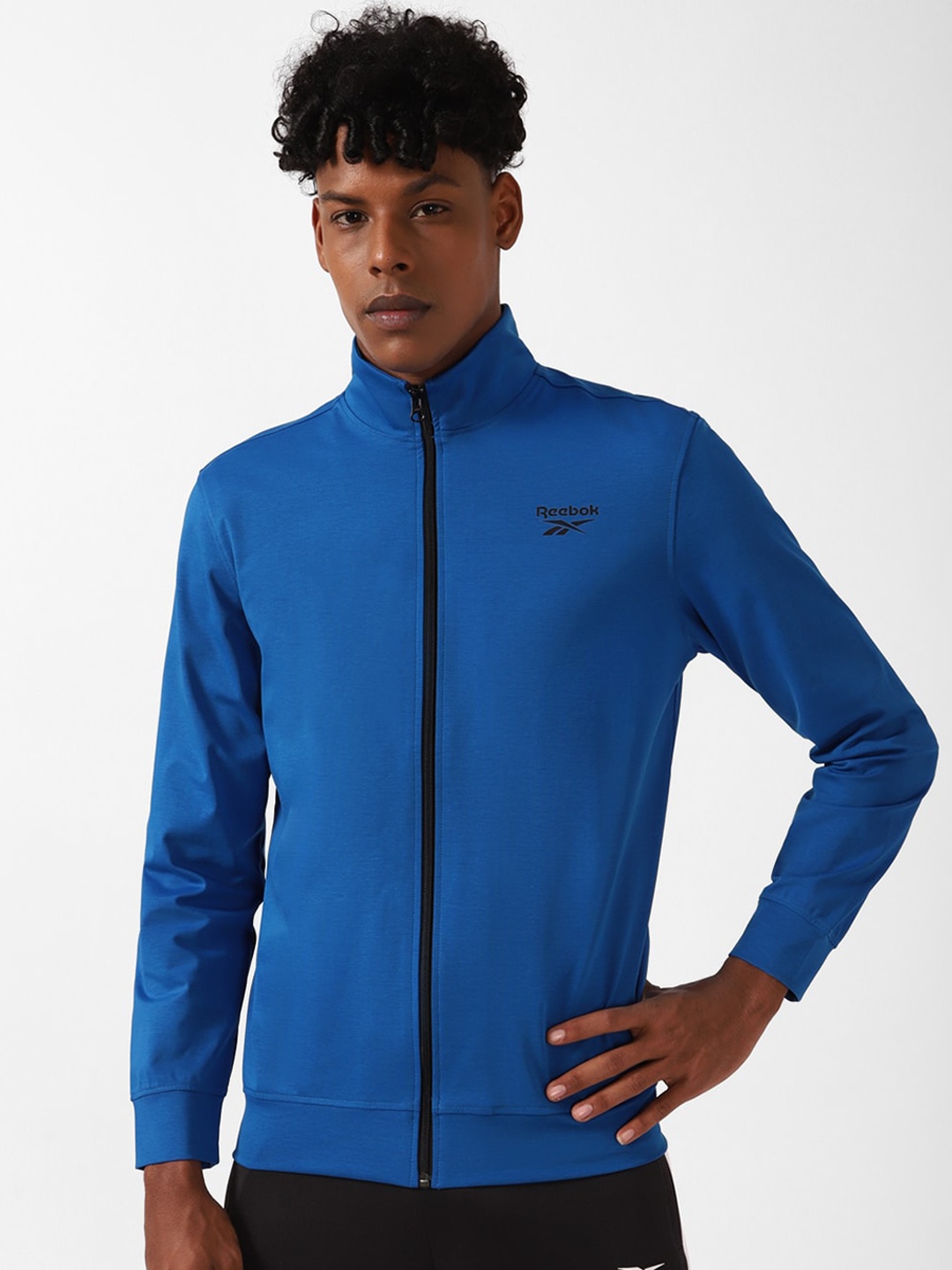 

Reebok All Sportsstretch T Mock Collar Sporty Jacket, Blue