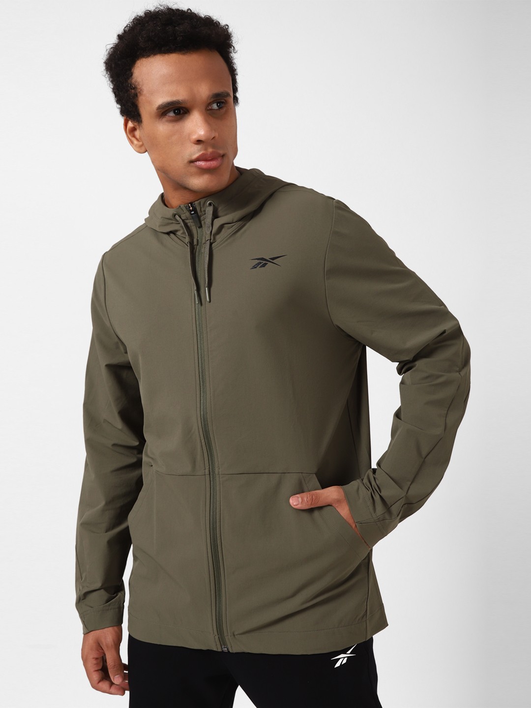 

Reebok Woven Fz Hooded Sporty Jacket, Green
