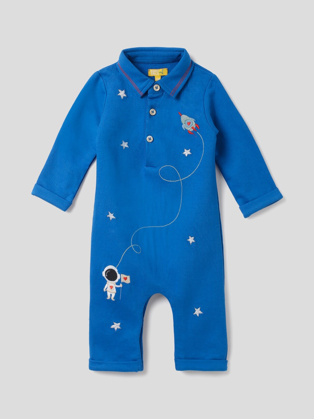 

Somersault Infant Boys Printed Pure Cotton Rompers, Blue