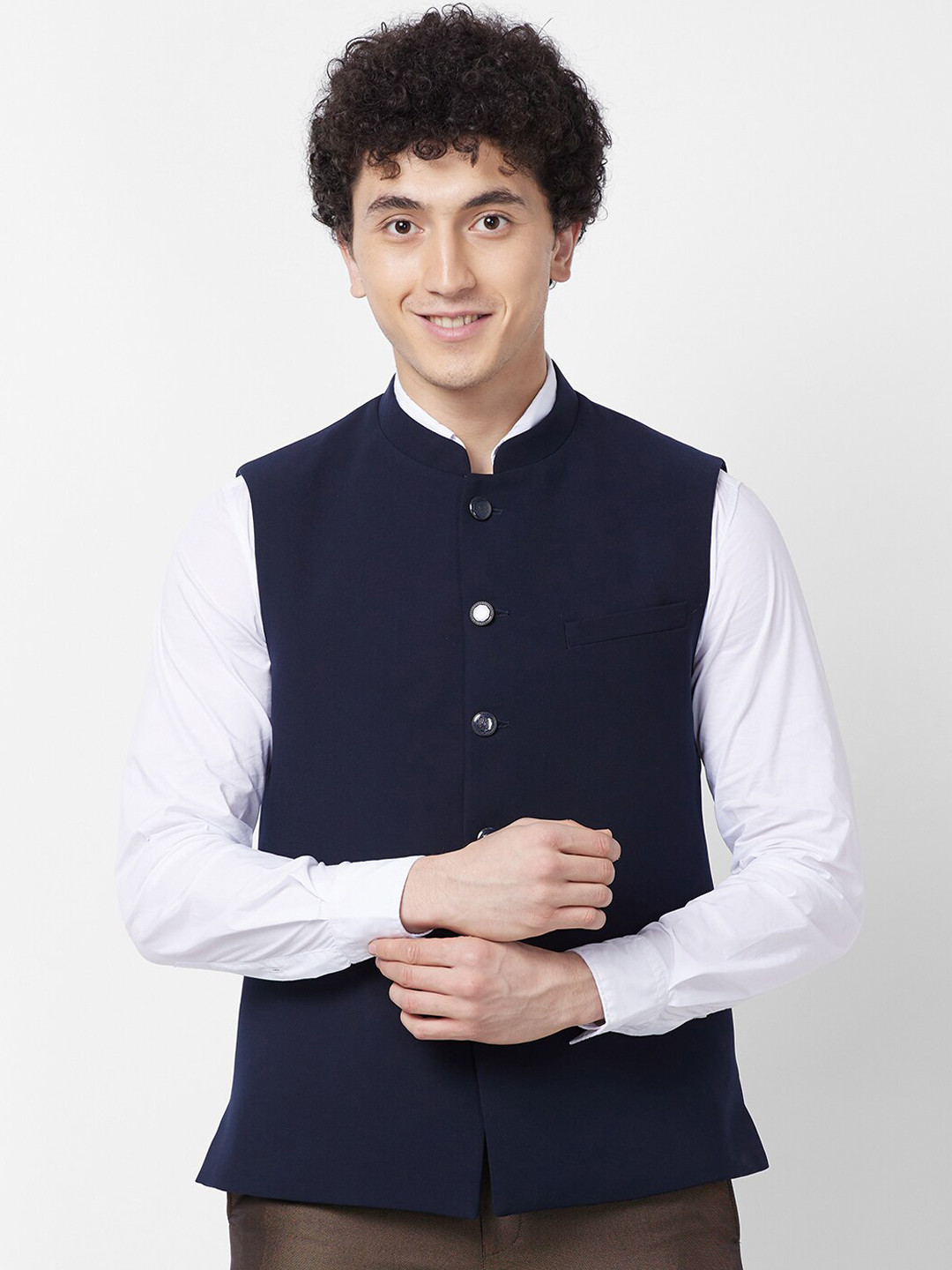 

Raymond Contemporary Fit Nehru Jacket, Blue