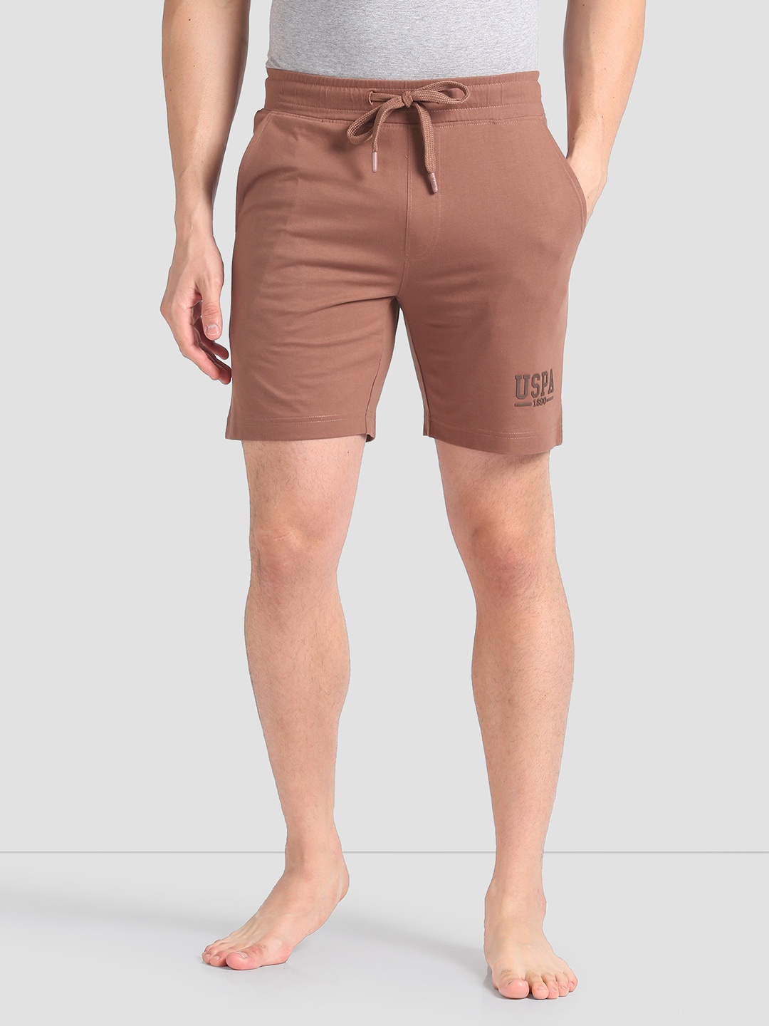 

U.S. Polo Assn. Men Relaxed Fit Mid-Rise Shorts, Beige