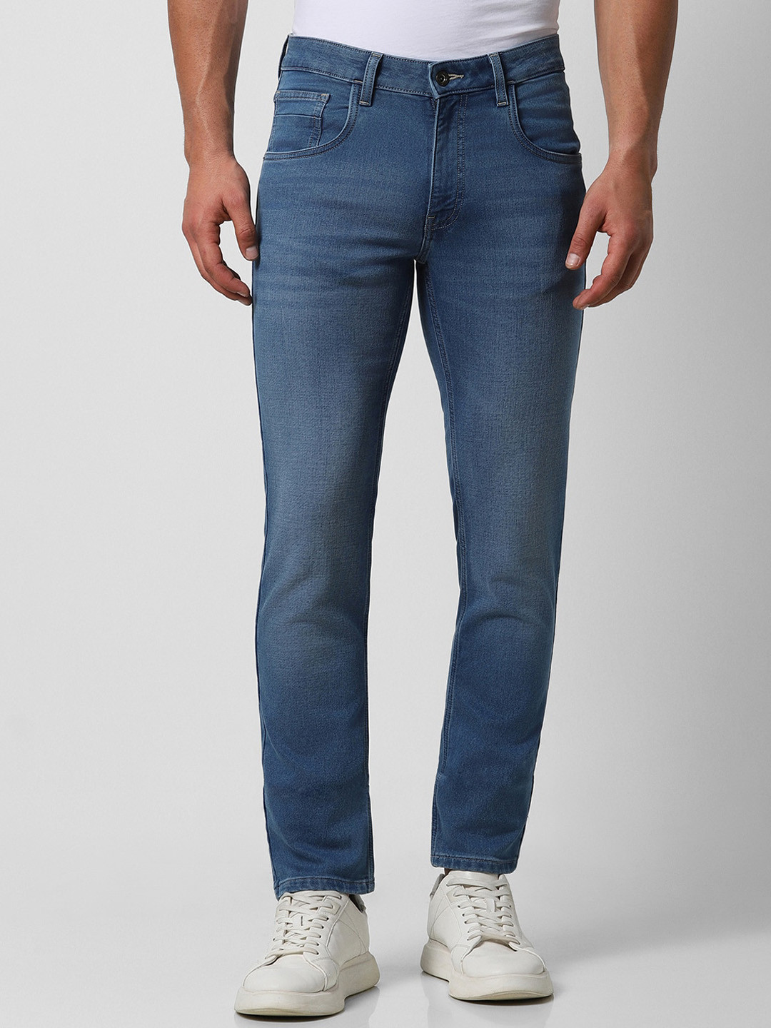 

VAN HEUSEN DENIM LABS Men Slim Fit Clean Look Heavy Fade Stretchable Jeans, Blue