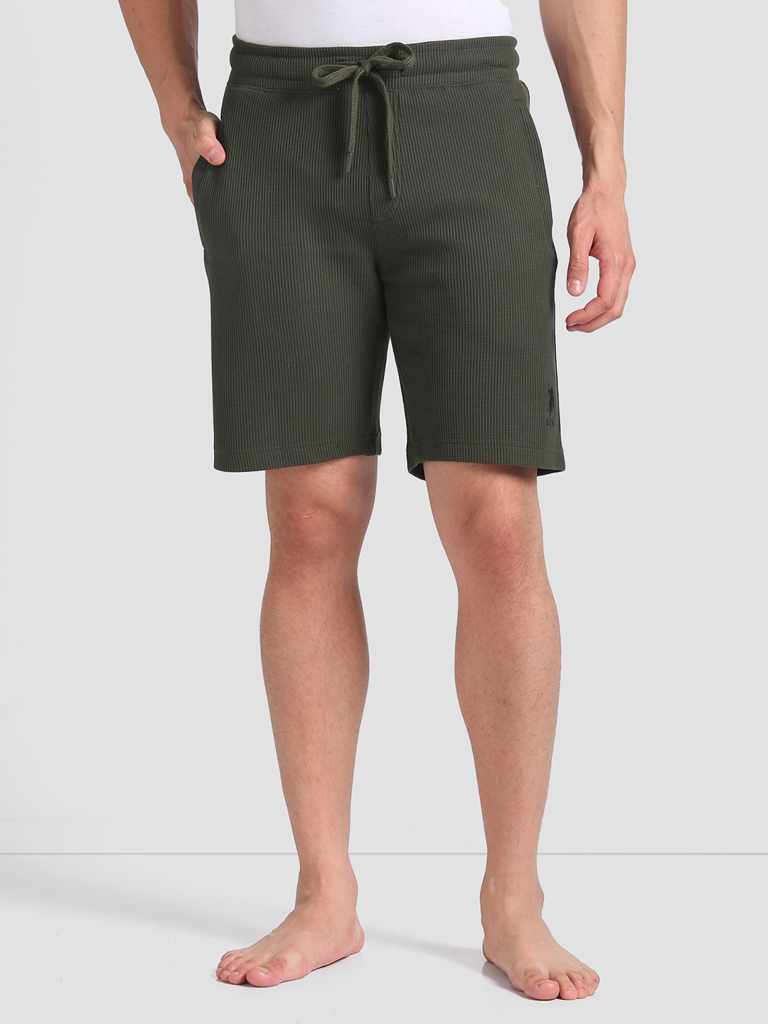 

U.S. Polo Assn. Men Mid-Rise Self Design Quick Moisture Absorbance Shorts, Green