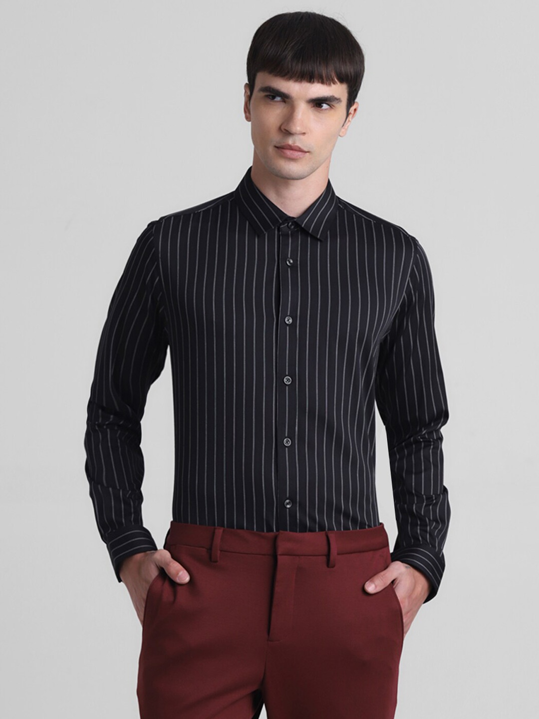 

Jack & Jones Slim Fit Striped Casual Shirt, Black