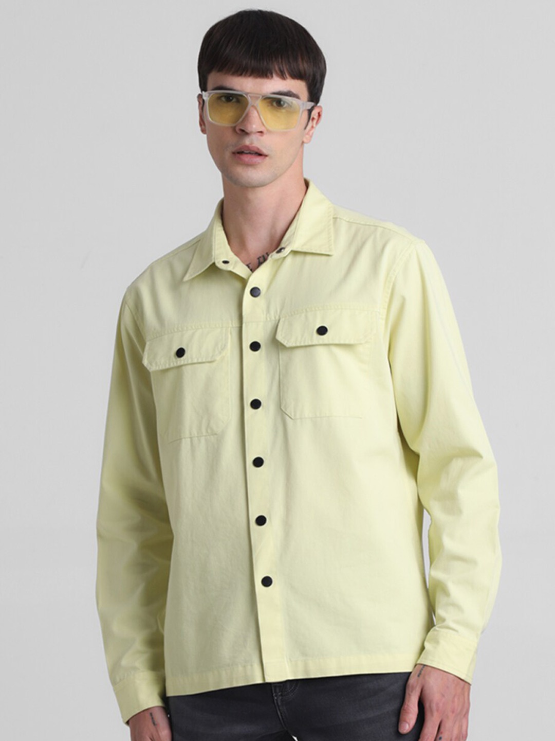 

Jack & Jones Spread Collar Casual Pure Cotton Shirt, Yellow