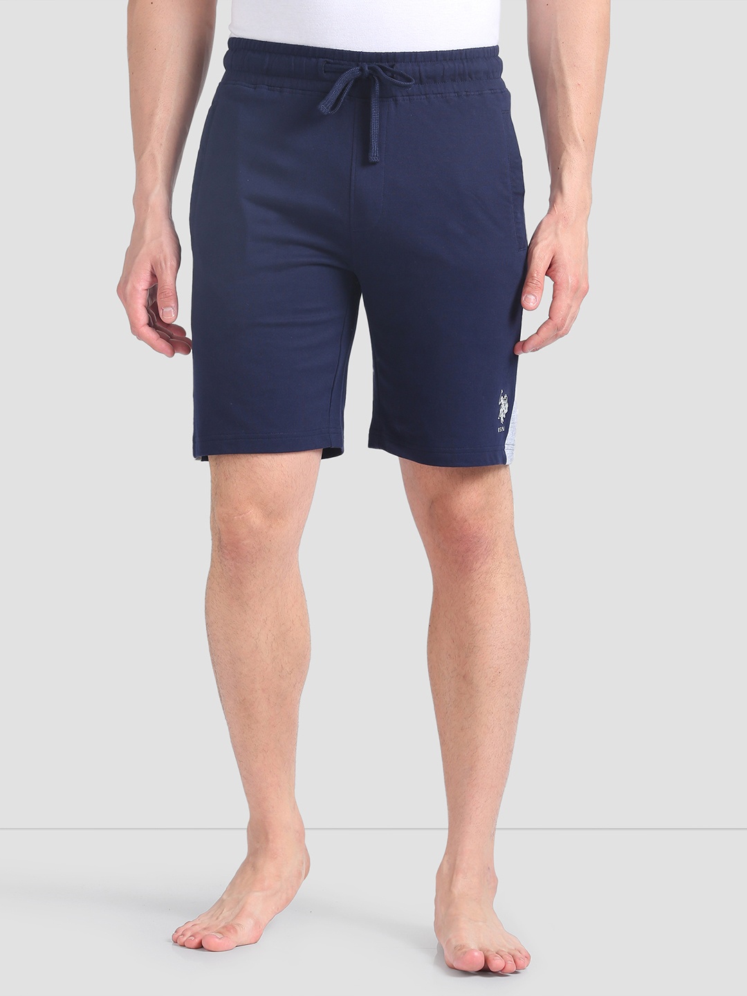 

U.S. Polo Assn. Men Mid-Rise Pure Cotton Shorts, Navy blue