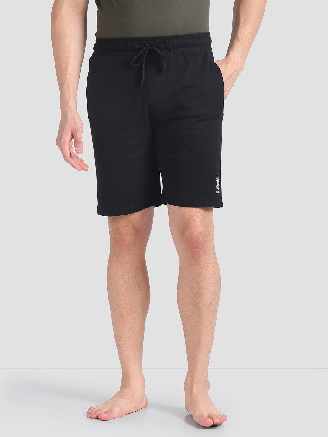 

U.S. Polo Assn. Men Mid-Rise Pure Cotton Shorts, Black