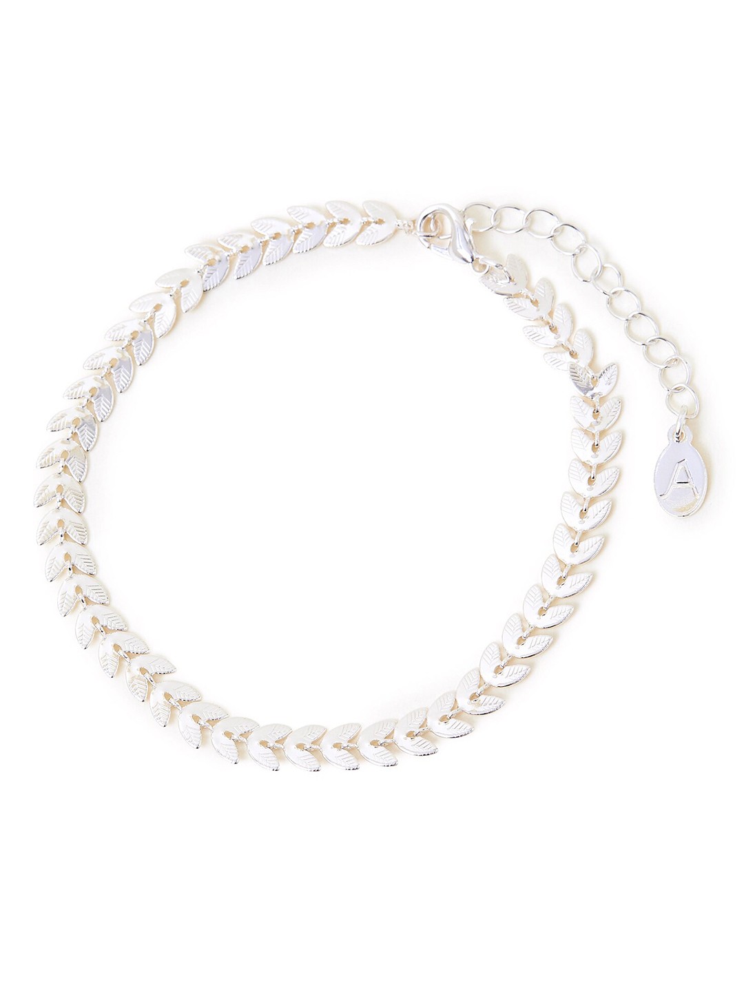 

Accessorize Station Leaf Anklet, Silver
