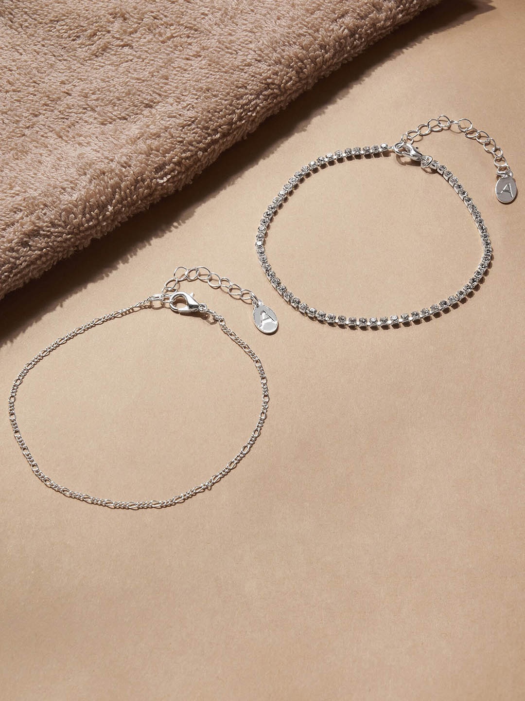 

Accessorize London Women Pack Of 2 Cupchain Anklets, Silver