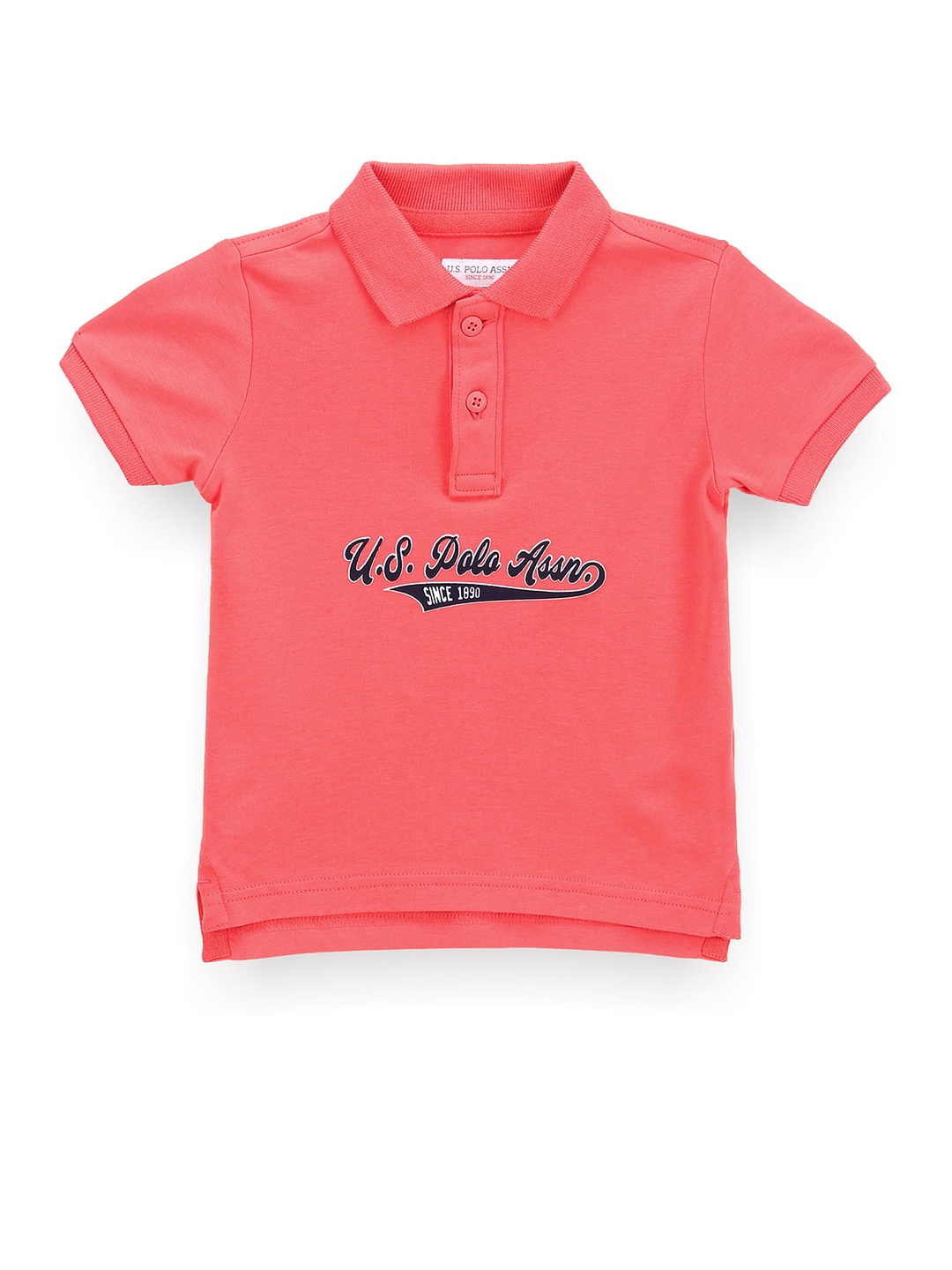 U.S. Polo Assn. Kids Boys Typography Printed Polo Collar T-shirt, Orange