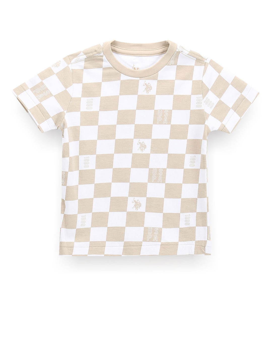 

U.S. Polo Assn. Kids Boys Checked Cotton T-shirt, White