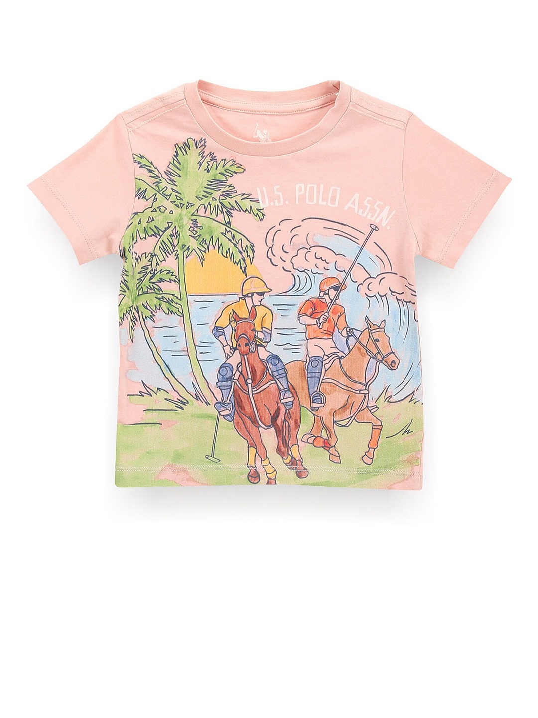 

U.S. Polo Assn. Kids Boys Graphic Printed Cotton T-shirt, Pink