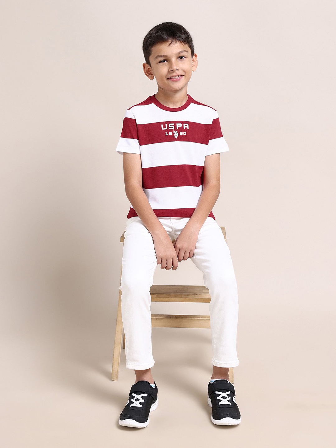 

U.S. Polo Assn. Kids Boys Striped Cotton T-shirt, Red