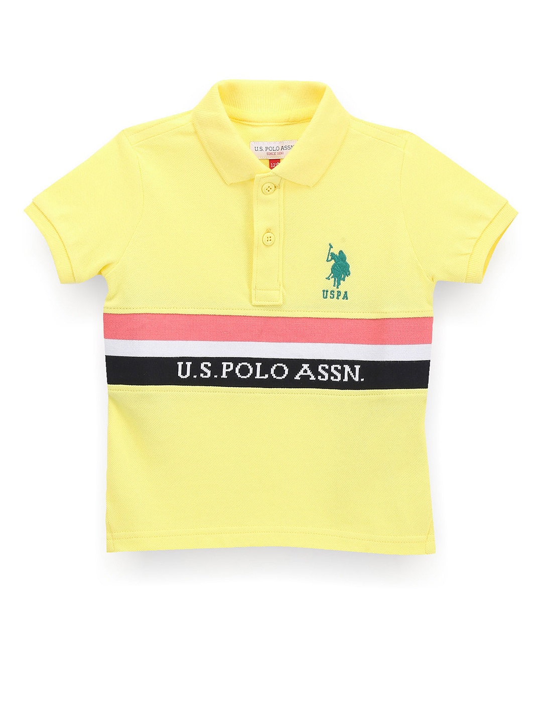 

U.S. Polo Assn. Kids Boys Striped Polo Collar T-shirt, Yellow